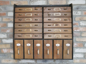 Retro Multi Drawer Wooden Wall Unit