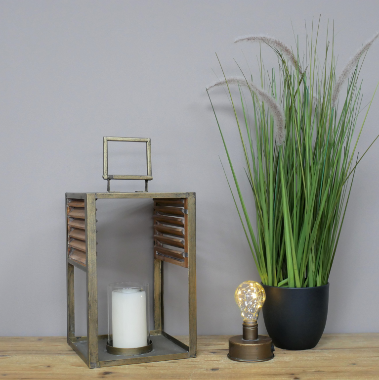 Rectangle Metal & Fir Wood Lantern