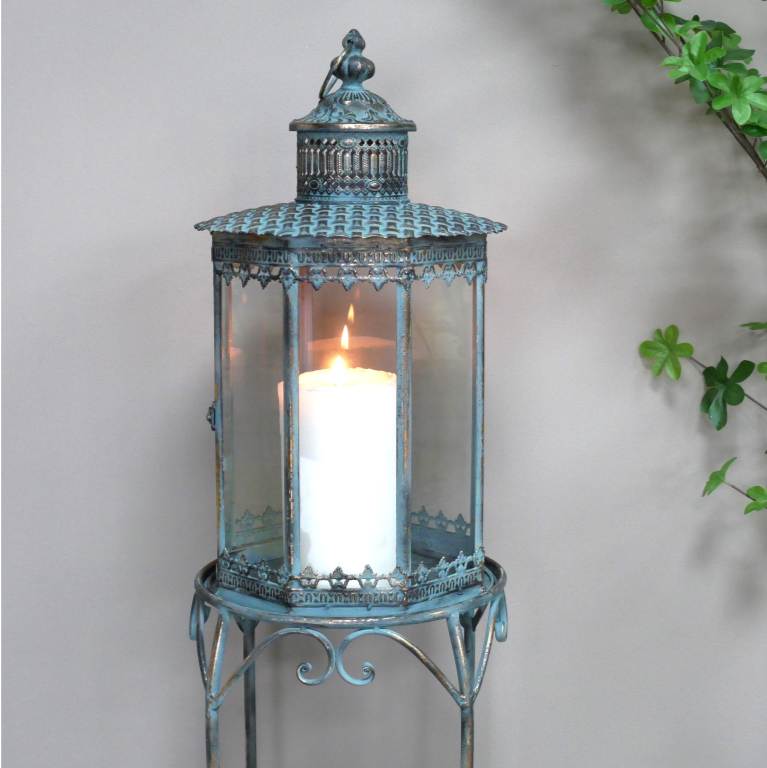 Ornate Gold Candle Lantern on a Stand