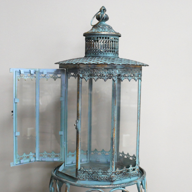 Ornate Gold Candle Lantern on a Stand