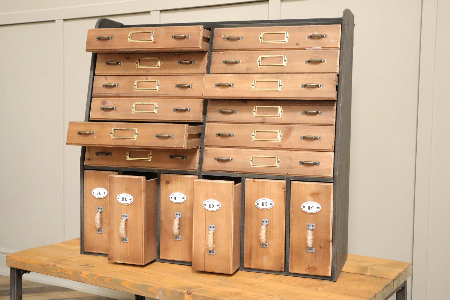 Retro Multi Drawer Wooden Wall Unit