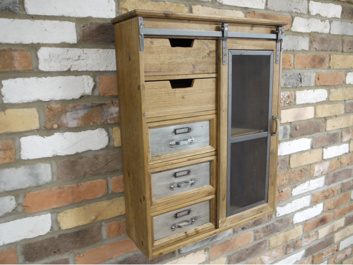 Wall unit with sliding door and drawers