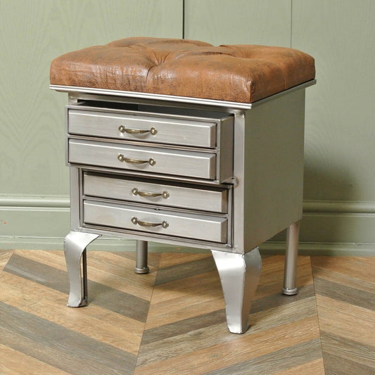 Steel Industrial Draw Ottoman Stool