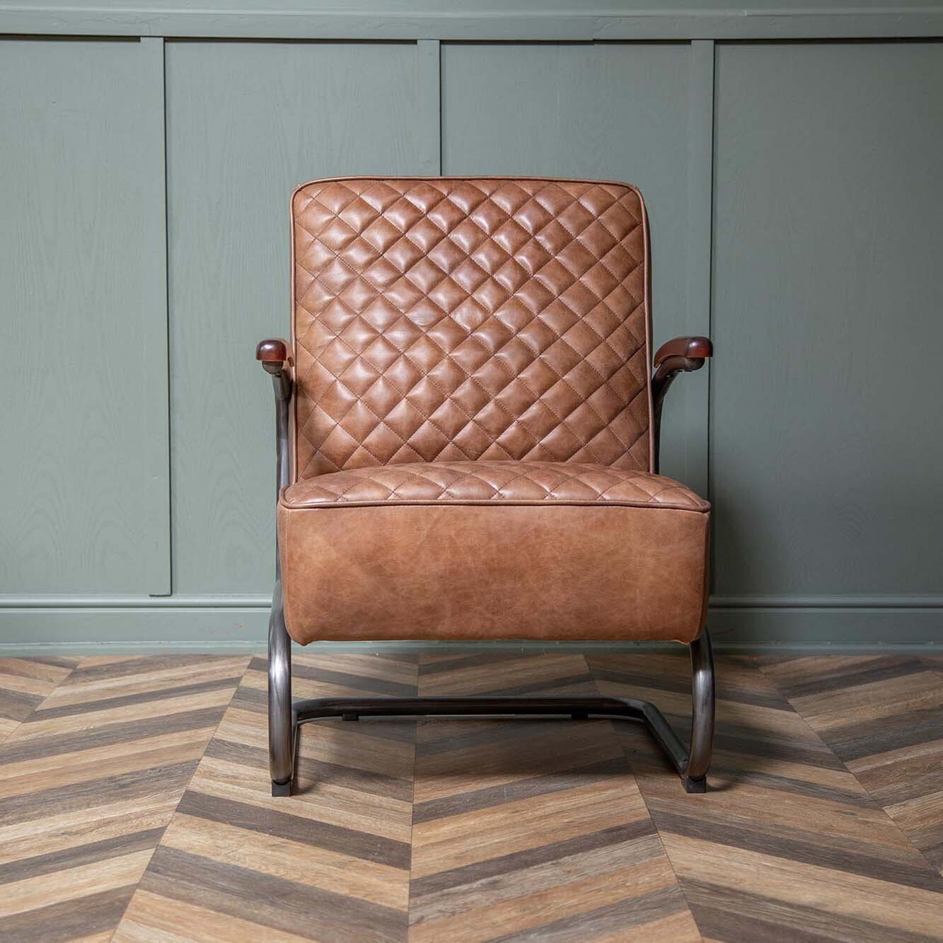 Industrial shop leather armchair