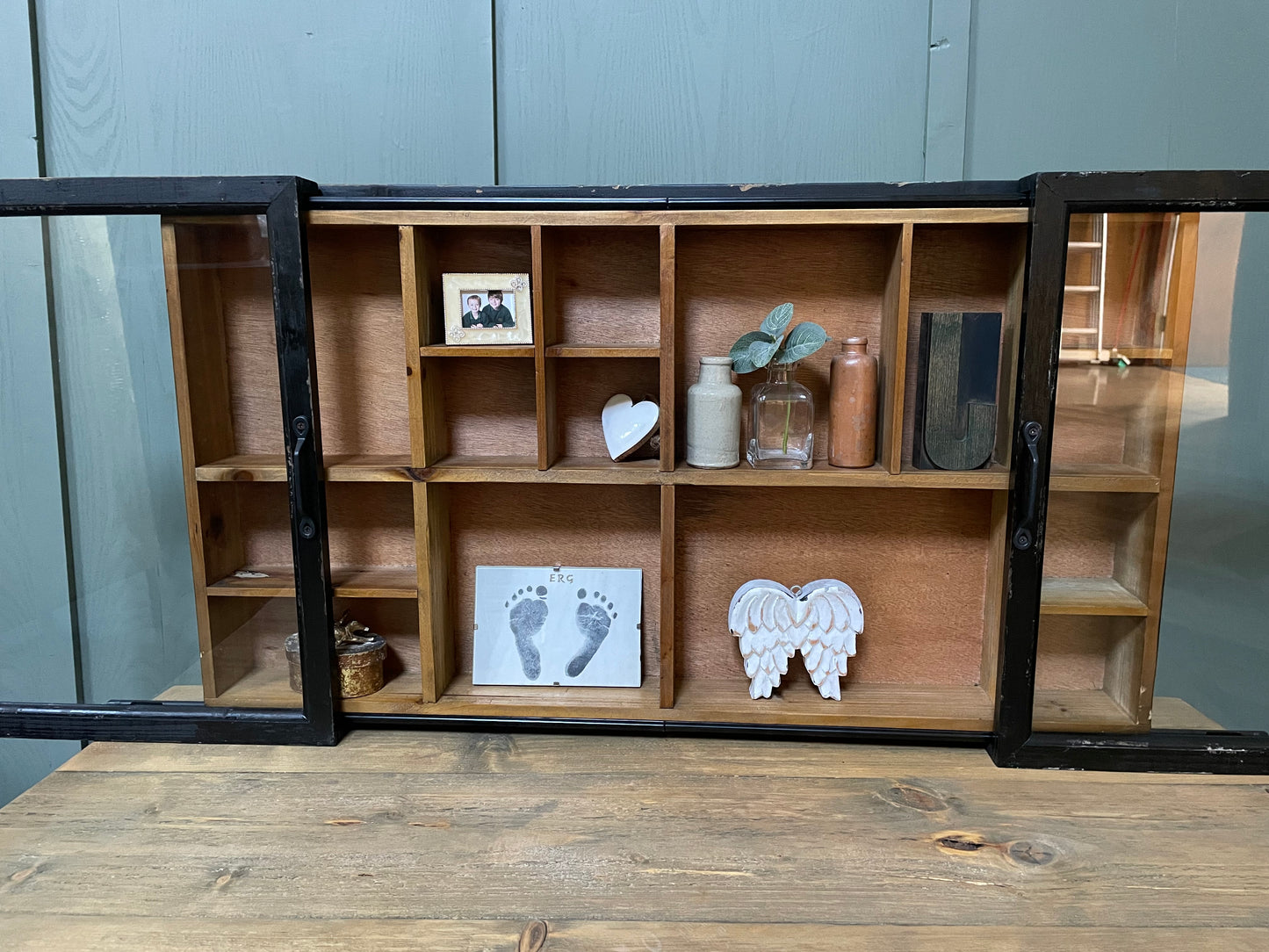 Vintage Industrial Double Door Wall Display Cabinet