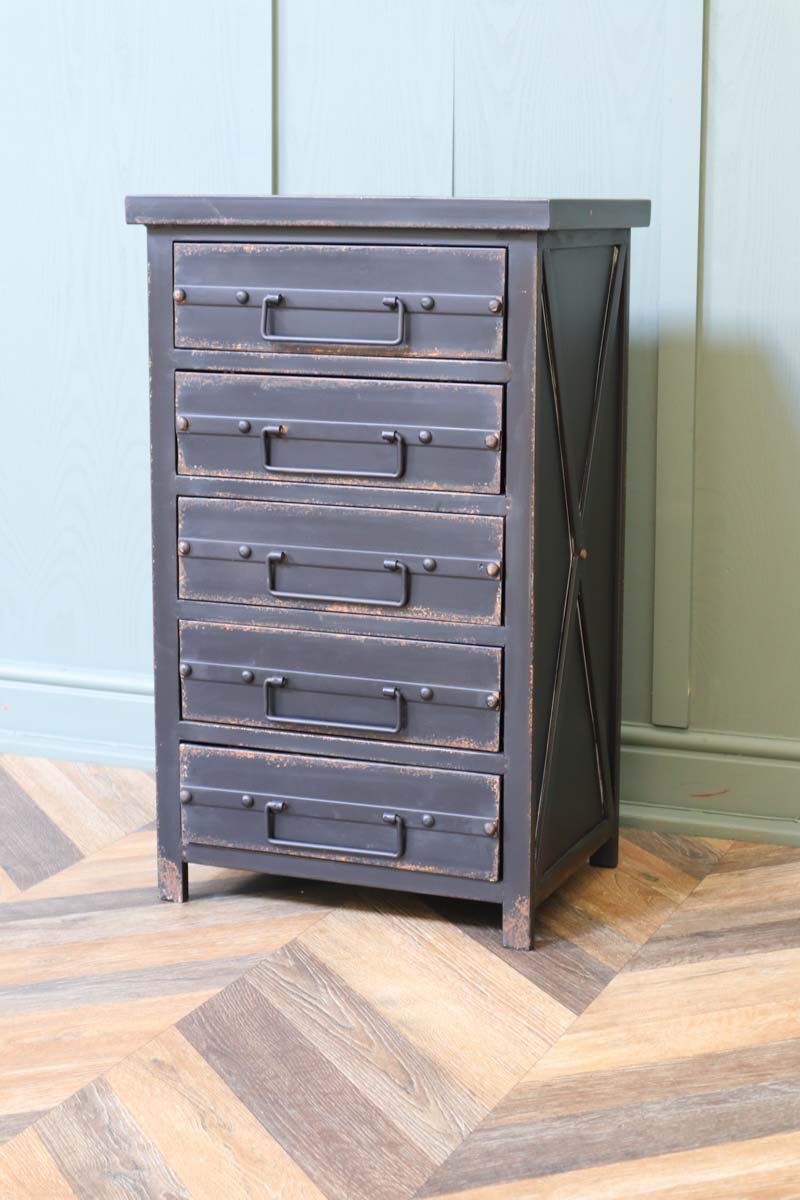 Industrial Five Drawer Metal Unit