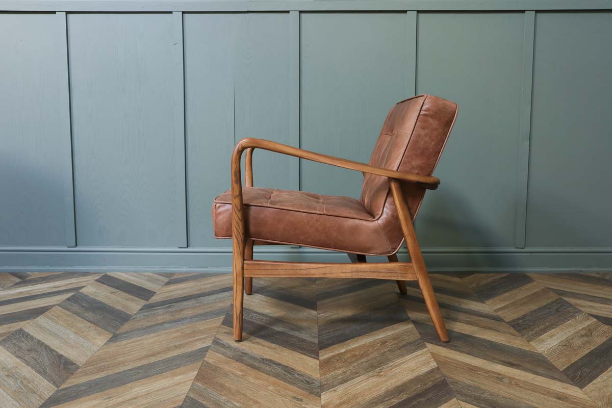 Leather scandi armchair sale