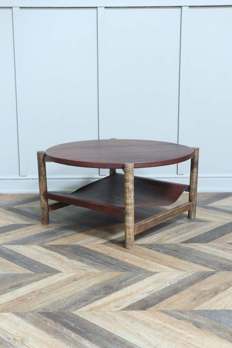 Circular Leather Coffee Table