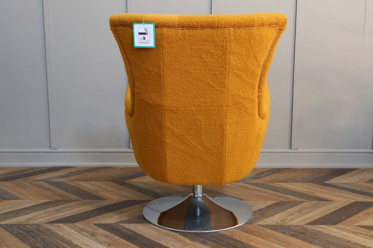 Retro Ochre Boucle Swivel Armchair